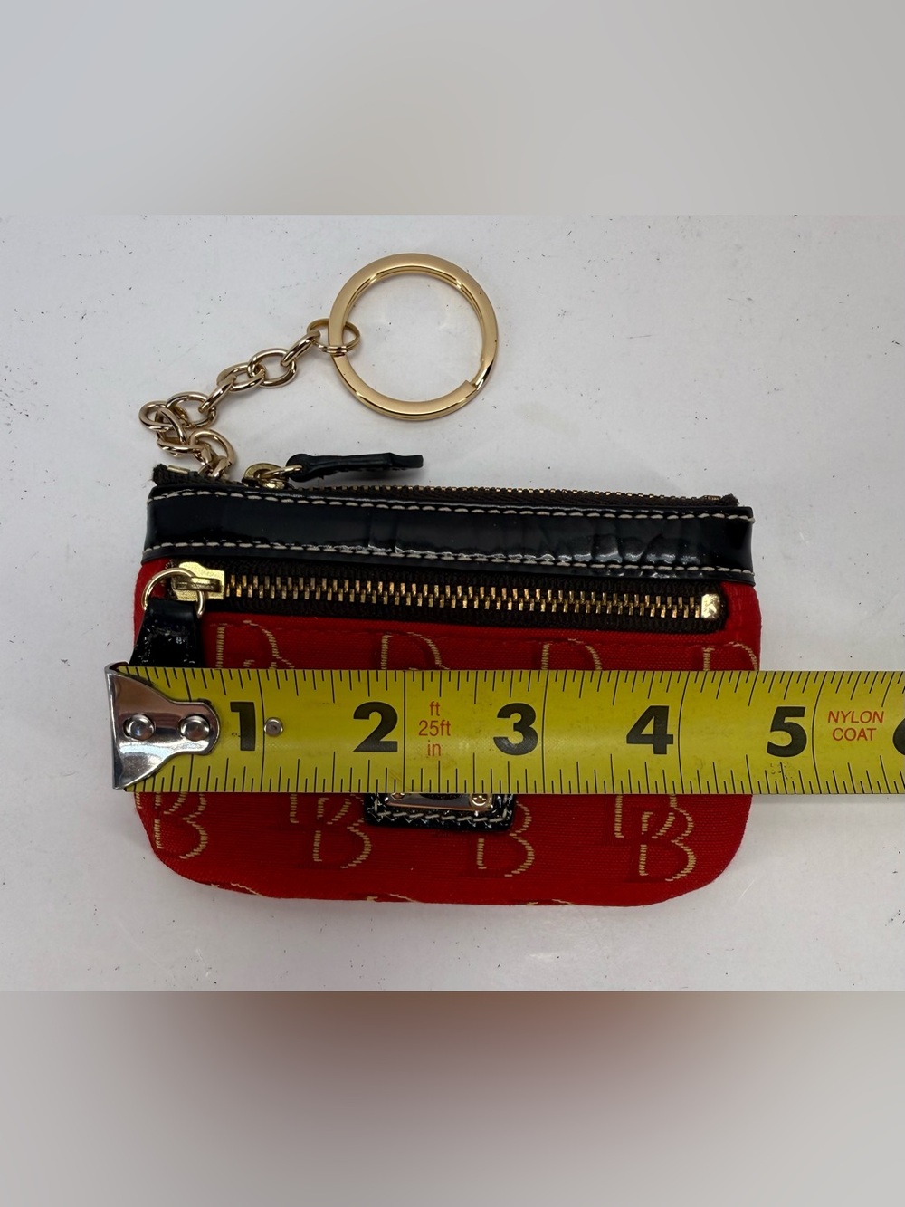 Dooney & Bourke Red Small Coin Case with Gold Hardware - Picture 7 of 11